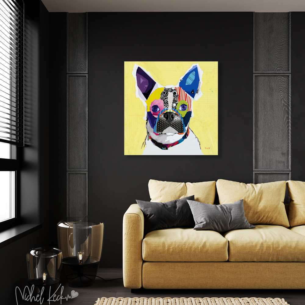 Large,  dog art prints, modern and colorful dog art prints for upscale interiors