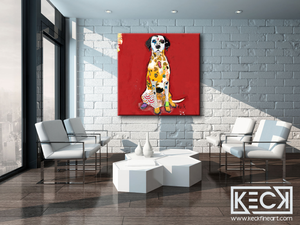 Dog Art Prints of Dalmations dogs. Modern Abstract Artwork of Dalmation.  Dog Collage Wall Decor of Dalmation Dog