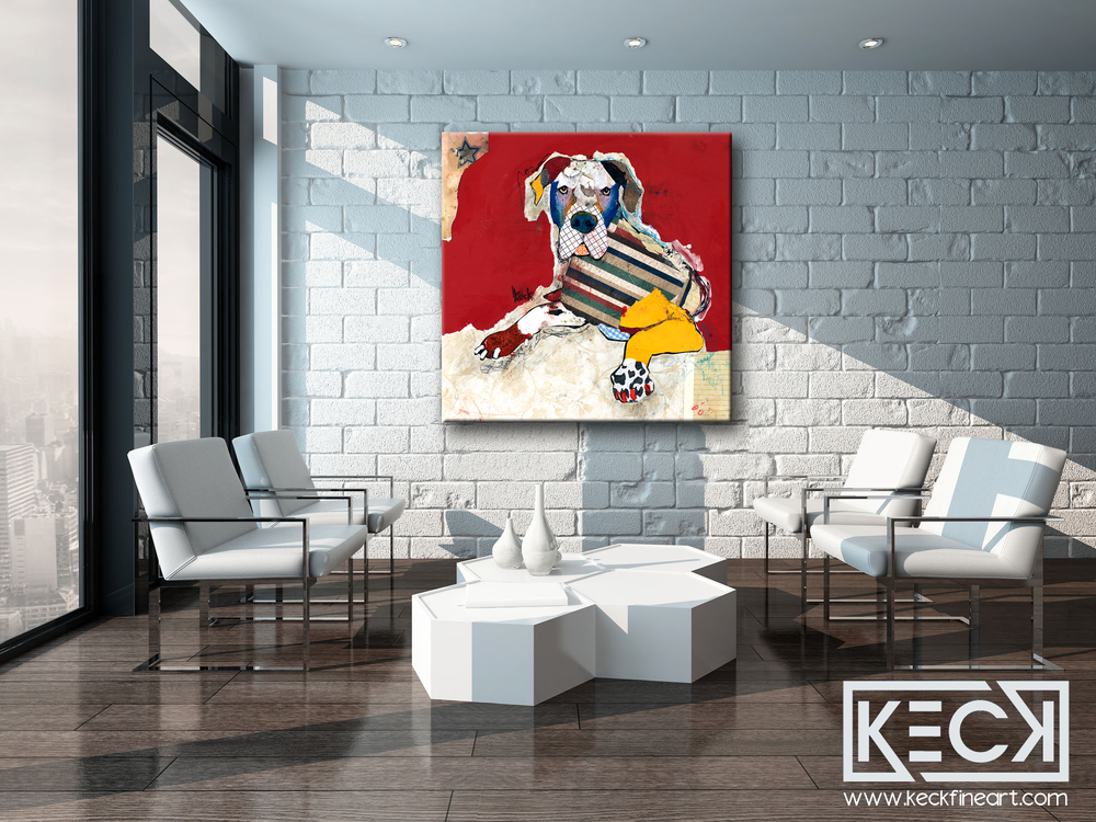 Abstract Dog Art Collage Canvas Prints Forsale