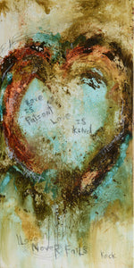 SCRIPTURE ART. Abstract Heart Art Print with 1 CORINTHIANS 13 LOVE IS PATIENT # 081602
