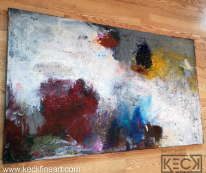 Abstract paintings with bible verse. Scripture painting by Michel Keck Romans 12:2