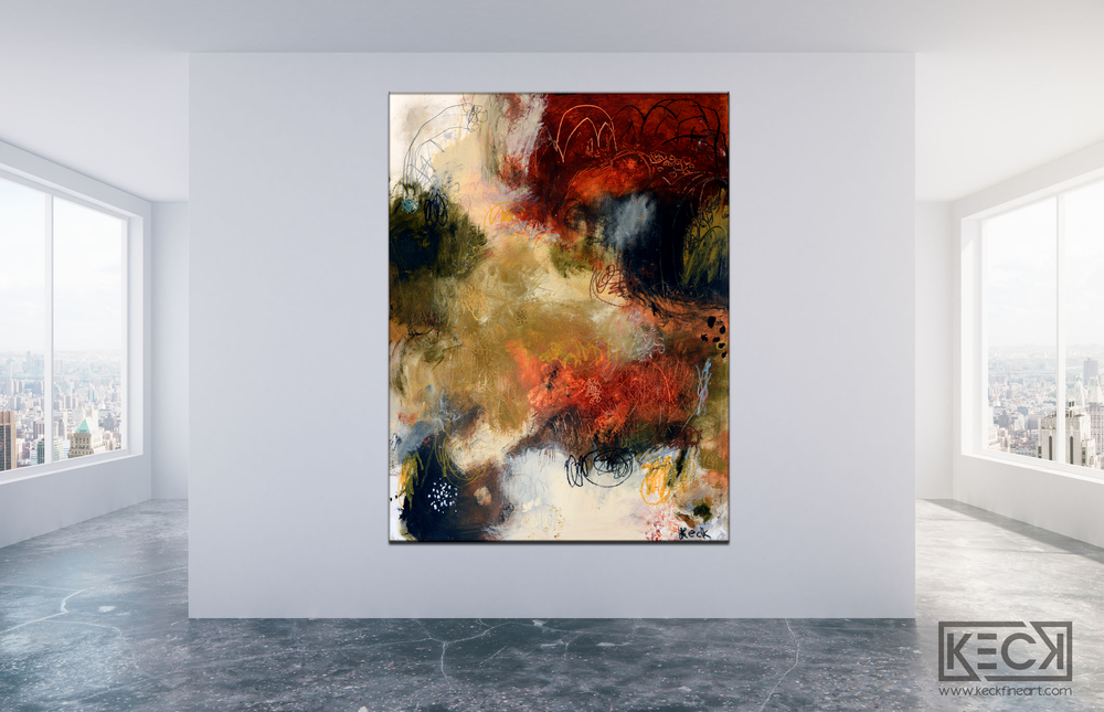 #091308<br>  Abstract Art Canvas Print <br> Title: A Stroke of Luck