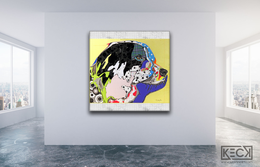 Large, oversized art prints of Border Collie dogs by Michel Keck.  COLORFUL DOG ART by Michel Keck