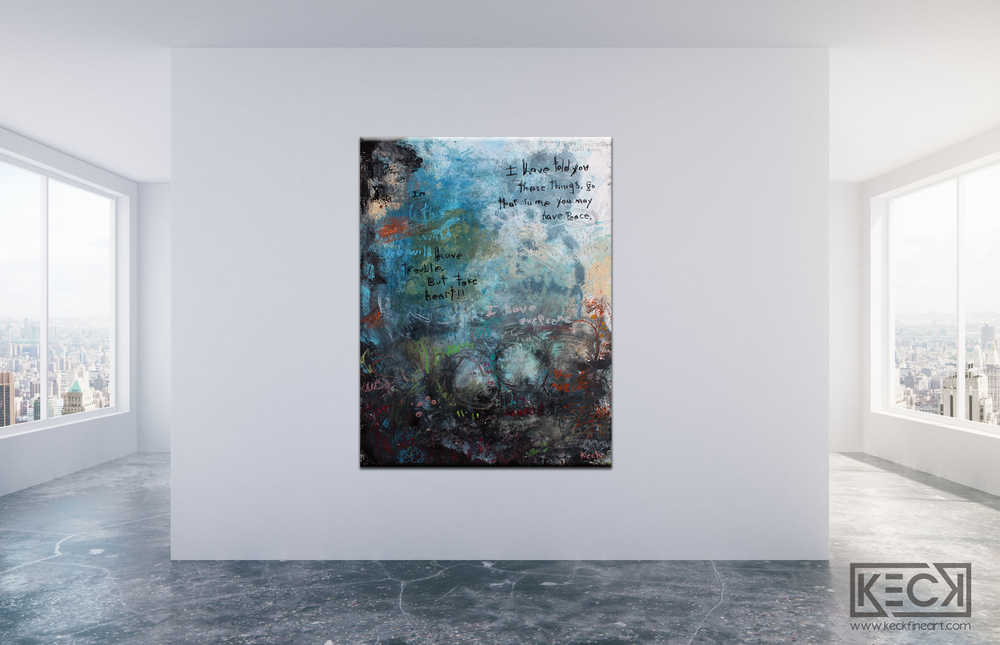 Large Abstract Art Prints With Scripture and Prayers.  Bible Verse Modern Art Prints by Michel Keck.