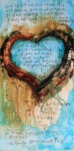 SCRIPTURE ART 061632 I Corinthians 13 Abstract Heart Art Print With Bible Verse Love Never Fails
