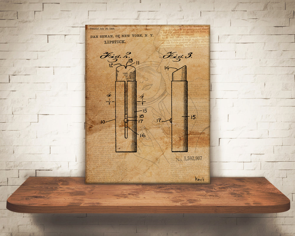 VINTAGE PATENT DRAWING of Lipstick Canvas Print