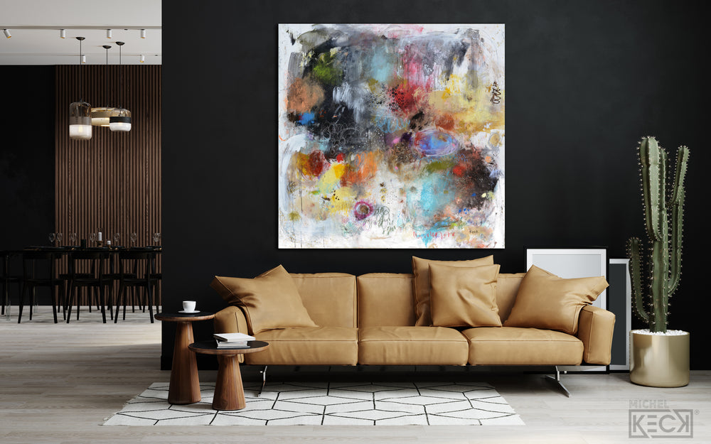 Abstract expressionism art prints on canvas for luxury interiors