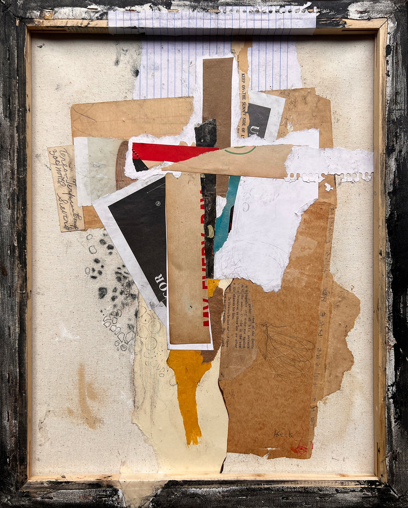No More Earths <br> Original Abstract Cross Art <br> Collage On Reverse Canvas