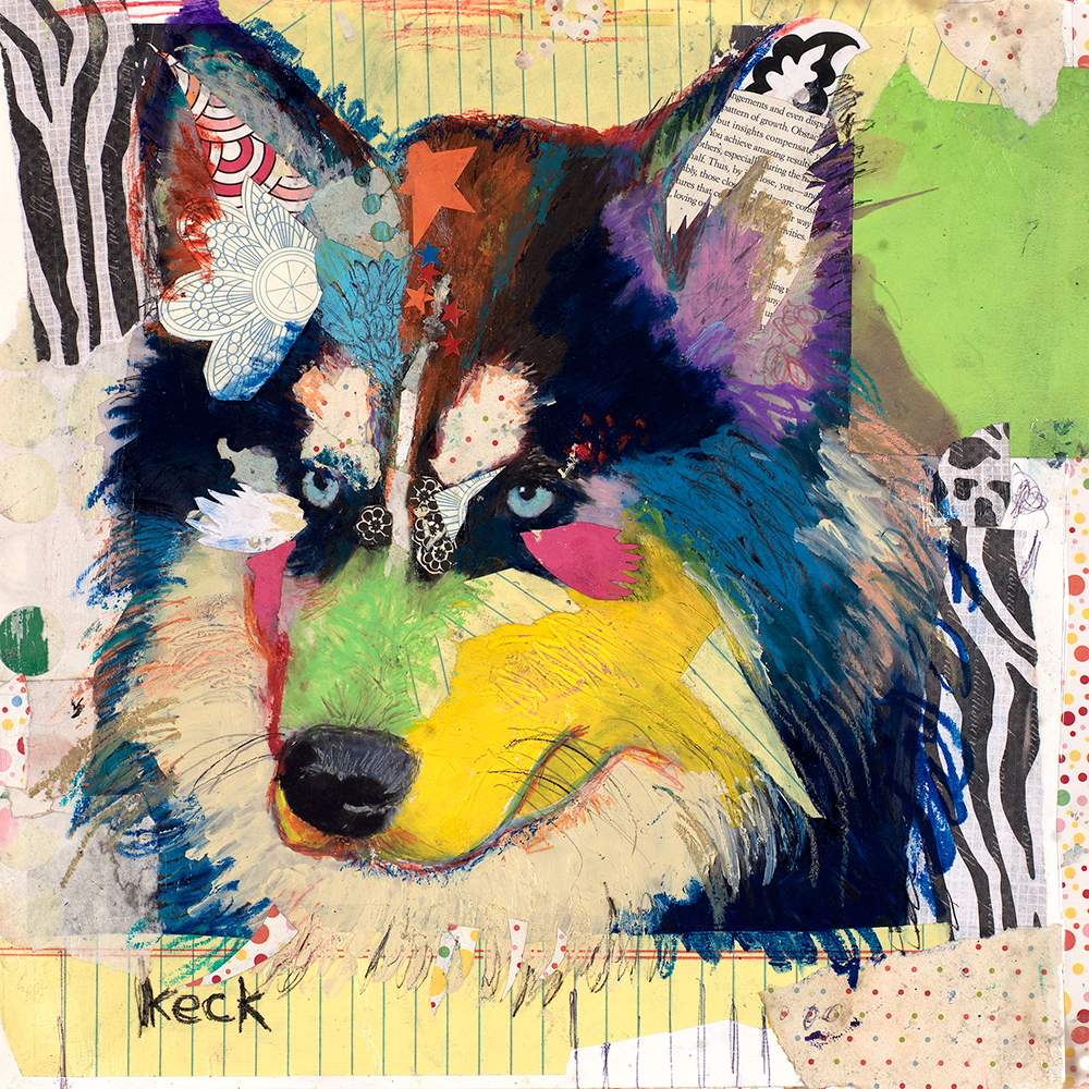 Colorful Siberian Husky Dog Art | Colorful Pop Dog Art Collage by Michel Keck