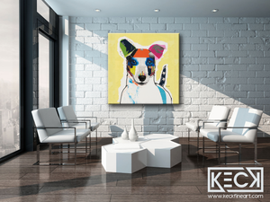 Canvas Dog Art Prints. jack russell dog art print, colorful dog art, modern dog art prints of jack russell terriers