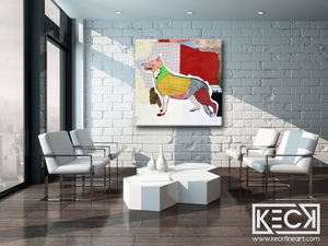 Michel Keck Collage Dogs: Colorful & Modern Dog Art Gallery over 50+ breeds of dog art on canvas prints by Michel Keck