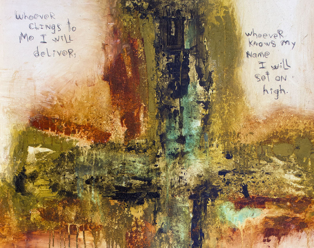 CROSS ART PRINTS. Abstract Cross Art Print with Scripture by Michel Keck