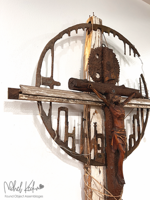 Cross Found Object Art Assemblages Crucifix Recycled Art