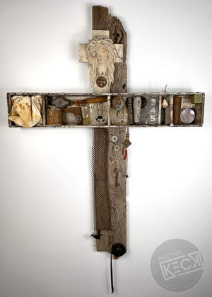 
                
                    Load image into Gallery viewer, #022210&amp;lt;br&amp;gt; Found Object Cross Art Assemblage
                
            