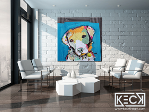 Michel Keck Colorful Collage Dog Art | modern labrador retriever art prints on canvas