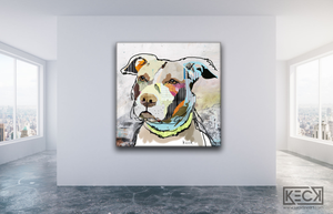Large Art Print of Pit Bull.  Small to XXL Pit Bull art prints on canvas.  