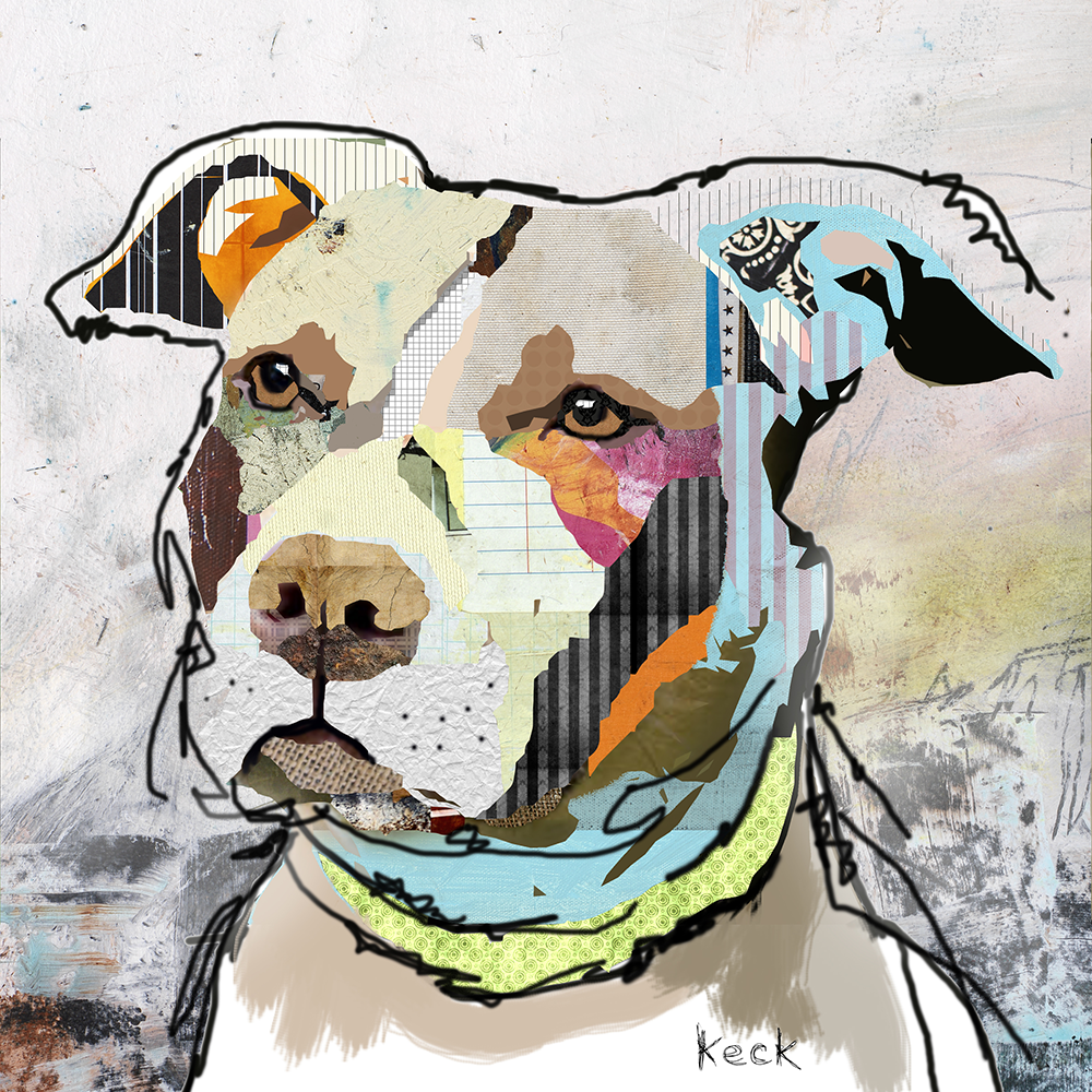PIT BULL ART PRINTS. Modern and colorful pit bull art prints by Michel Keck
