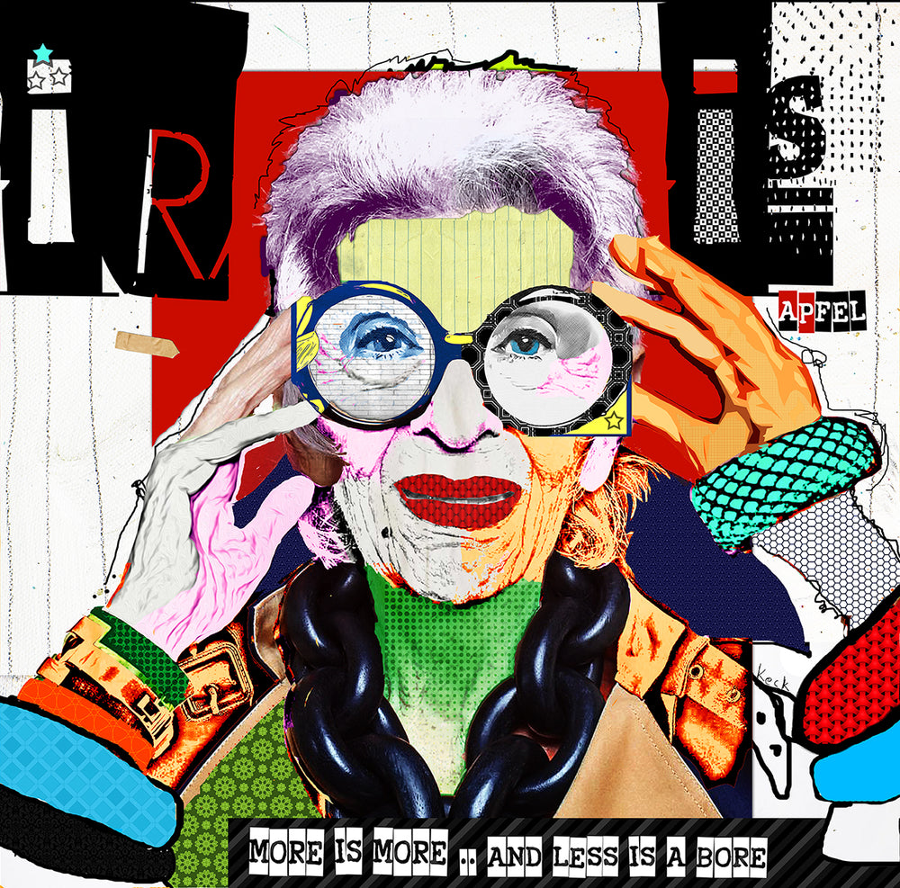 
                
                    Load image into Gallery viewer, IRIS APFEL Artwork - Contemporary Art Collage of Iris Apfel Fashion Icon
                
            