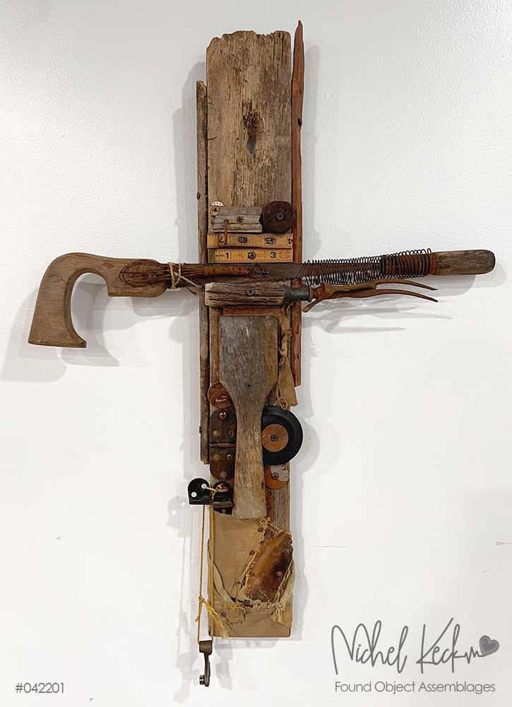 
                
                    Load image into Gallery viewer, #042201&amp;lt;br&amp;gt; Found Object Cross Assemblage Art
                
            
