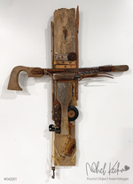#042201<br> Found Object Cross Assemblage Art