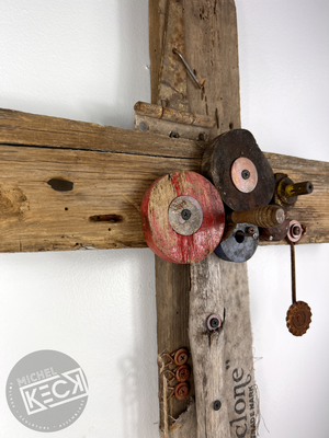 
                
                    Load image into Gallery viewer, #042202&amp;lt;br&amp;gt; Found Object Cross Art Assemblage
                
            