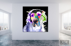 Golden Retriever Colorful Collage Art by Michel Keck
