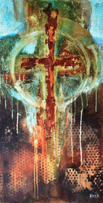 Cross Art. Abstract paintings and prints with crosses. Abstract cross print.
