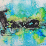 blue and green abstract art prints