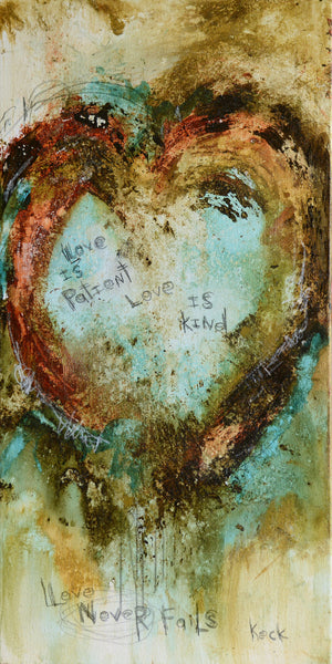 
                
                    Load image into Gallery viewer, SCRIPTURE ART. Abstract Heart Art Print with 1 CORINTHIANS 13 LOVE IS PATIENT # 081602
                
            