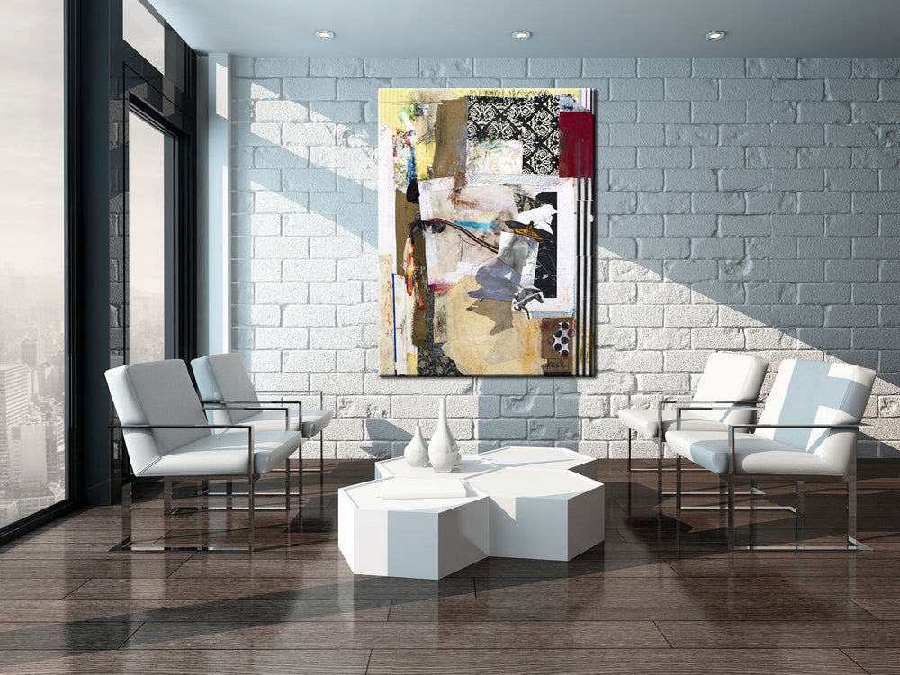 mixed media art prints for contemporary interior decor space