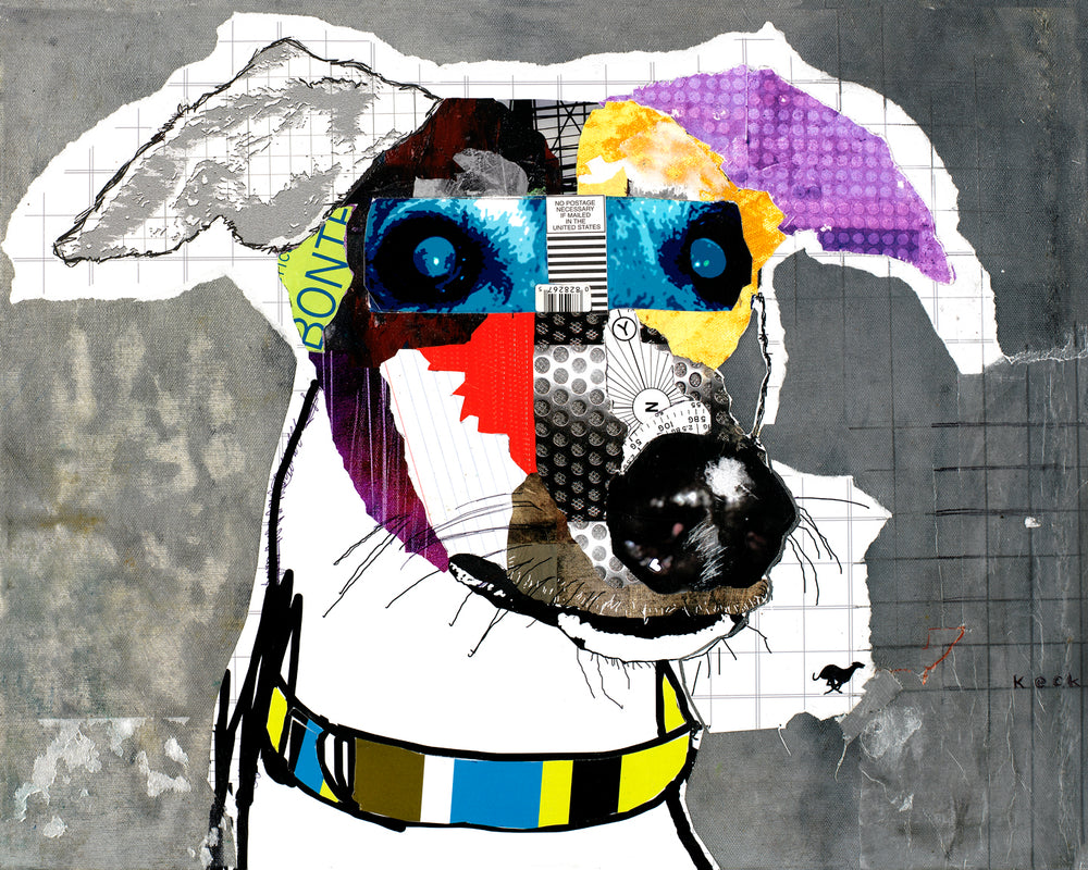 Original Dog Art Collage: Greyhound I (Stoney)