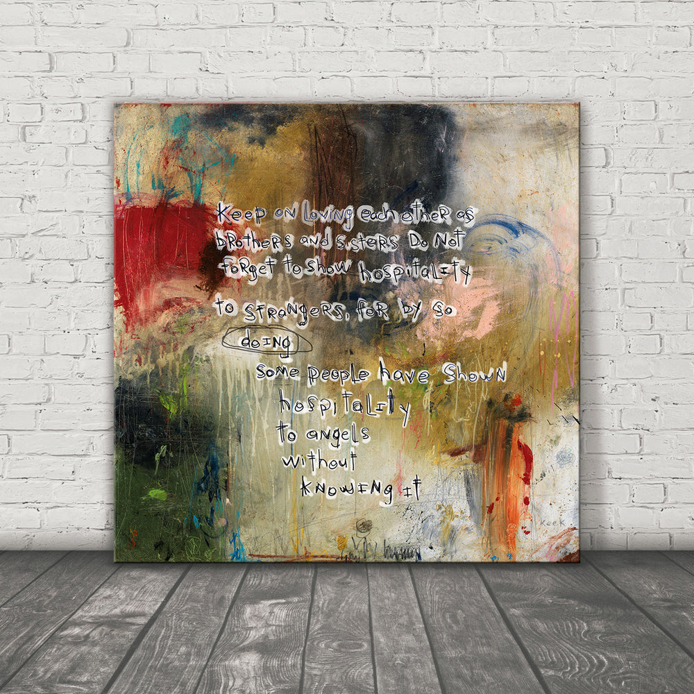 
                
                    Load image into Gallery viewer, #111508 Hebrews 13:1-2 &amp;lt;br&amp;gt; Abstract Art Scripture Canvas Print
                
            