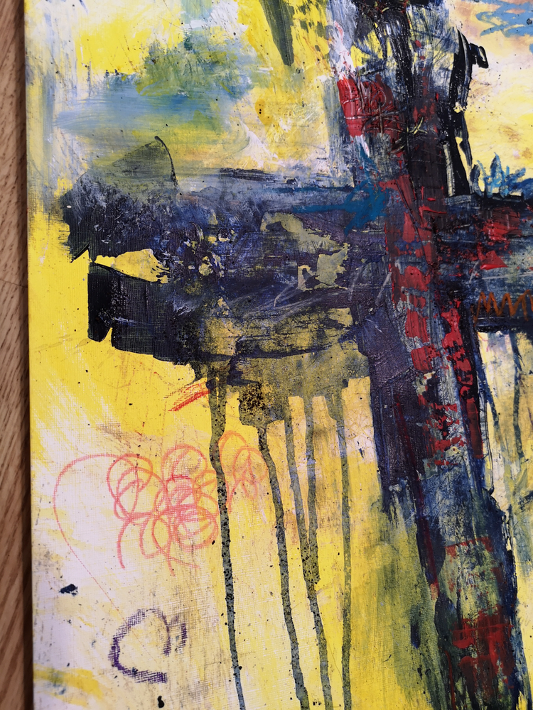 #112004 <br> Original Abstract Cross Art <br> Painting on Paper