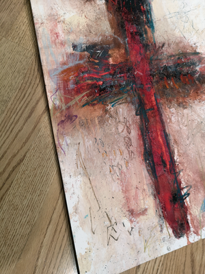 #112005 <br> Original Abstract Cross Art <br> Painting on Paper