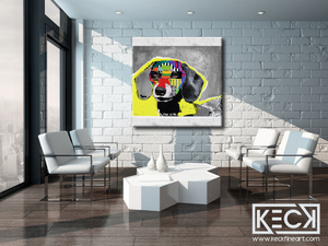 
                
                    Load image into Gallery viewer, Large, Upscale, Modern Dog Art. The colorful and modern dog art collage works of Michel Keck on fine art canvas prints.
                
            