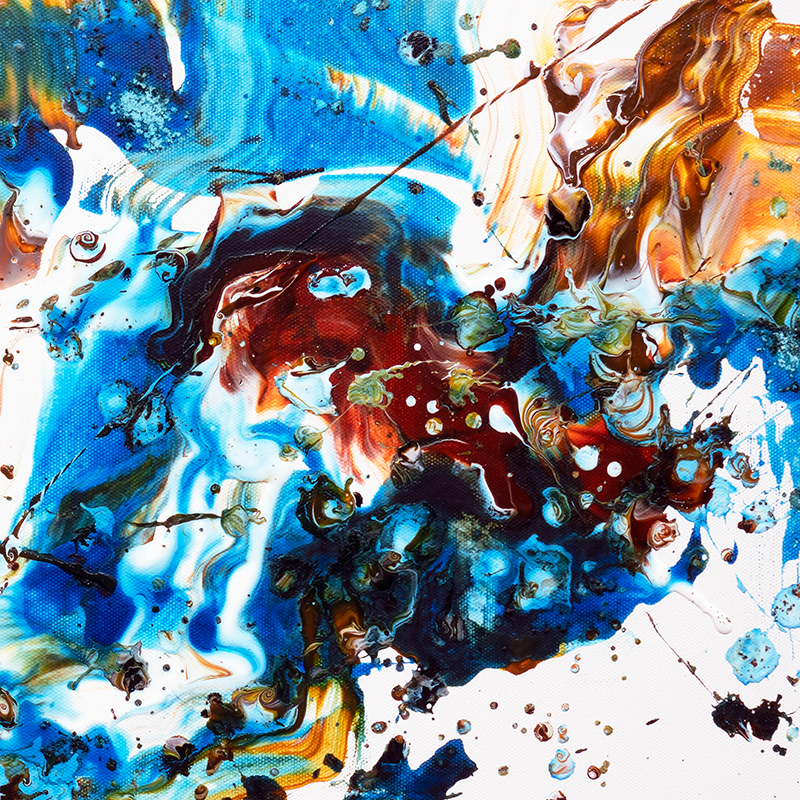 Colorful abstract pour paintings