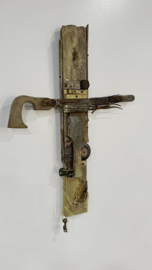 
                
                    Load and play video in Gallery viewer, #042201&amp;lt;br&amp;gt; Found Object Cross Assemblage Art
                
            