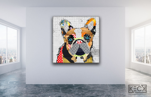 FRENCH BULLDOG ART PRINTS | Frenchie colorful and modern collage dogs by Michel Keck 