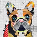 FRENCH BULLDOG ARTWORK | Colorful and Modern French Bulldog Art by collage artist Michel Keck