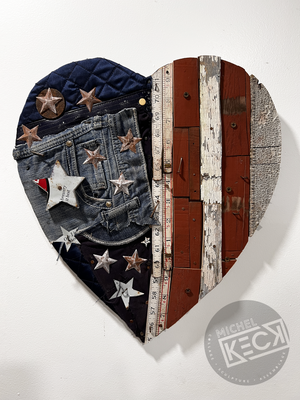 
                
                    Load image into Gallery viewer, AMERICAN FLAG HEART ART: Heart Flag sculpture.
                
            