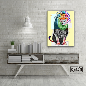 colorful lion art print