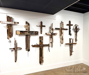 
                
                    Load image into Gallery viewer, #042202&amp;lt;br&amp;gt; Found Object Cross Art Assemblage
                
            