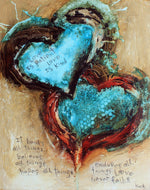 SCRIPTURE ART. Abstract Heart Art Print with 1 Corinthians 13 Verse. Love Never Fails Abstract Art Print.