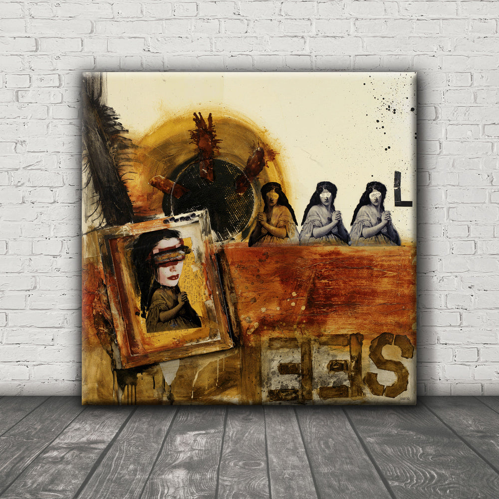 
                
                    Load image into Gallery viewer, MIXED MEDIA ART Canvas Print of See No Evil
                
            