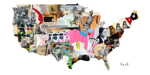 
                
                    Load image into Gallery viewer, MIXED MEDIA ART Canvas Print of United States Map 1
                
            