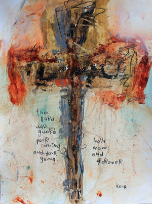 
                
                    Load image into Gallery viewer, #071604 &amp;lt;br&amp;gt;Psalm 121:8 &amp;lt;br&amp;gt; Original Cross Painting on Paper
                
            