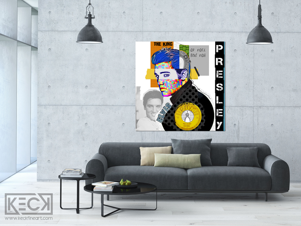 
                
                    Load image into Gallery viewer, ELVIS PRESLEY ARTWORK : Modern Art Collage Of Elvis Presley by Michel Keck
                
            