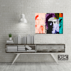 
                
                    Load image into Gallery viewer, Frida Kahlo Abstract Collage Art Print.  Michel Keck pop art abstract collage portrait of artist Frida Kahlo
                
            