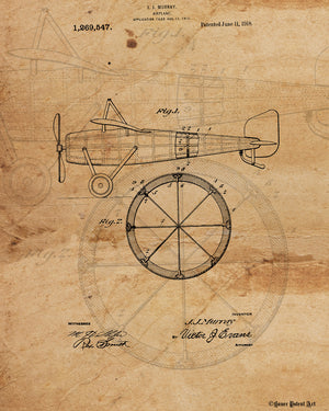VINTAGE PATENT DRAWING of Airplane Canvas Print