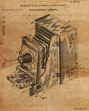 VINTAGE PATENT DRAWING of Old Camera Canvas Print